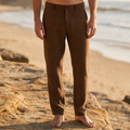 Men's Check Corduroy Trousers – Flat-Front Straight-Leg Pants