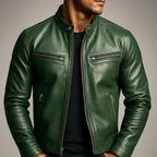 Men's Vintage-Look Biker Jacket – Classic Four-Pocket Moto Jacket