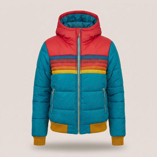 Amber | Women Hooded Color Block Puffer Jacket