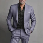 Men's Slim Fit Business Casual Suit – Two-Piece Cotton Blend Set