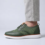 Men's Brogue Hybrid Sneakers – Wingtip Knit Lace-Up Casual Shoes