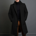 Men's Minimal Longline Overcoat – Classic Tailored Business Coat