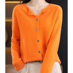 Women's Soft Knit Crew Neck Cardigan – Elegant Button Winter Sweater