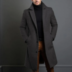 Men's Minimal Longline Overcoat – Classic Tailored Business Coat