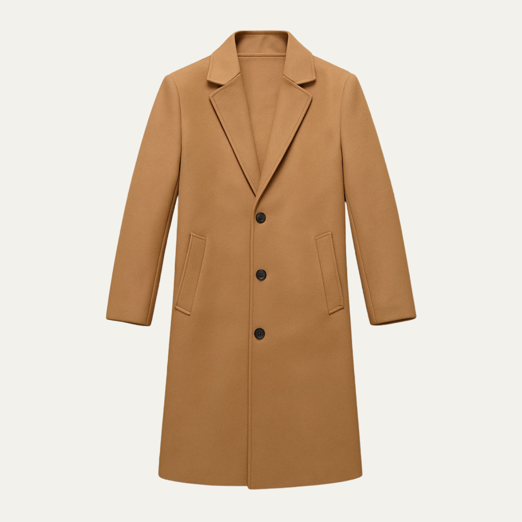 Men's Classic Cotton Blend Overcoat – Tailored Lapel Winter Coat