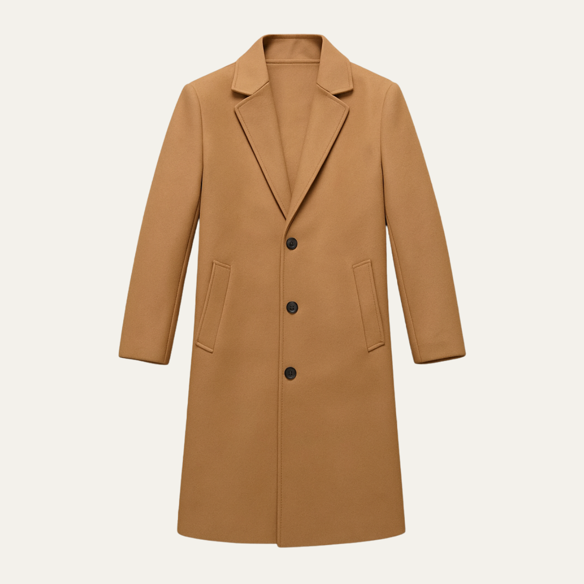 Men's Classic Cotton Blend Overcoat – Tailored Lapel Winter Coat