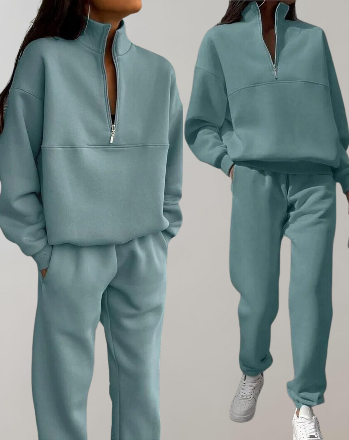 Elise | Women Half Zip Fleece Two Piece Lounge Set