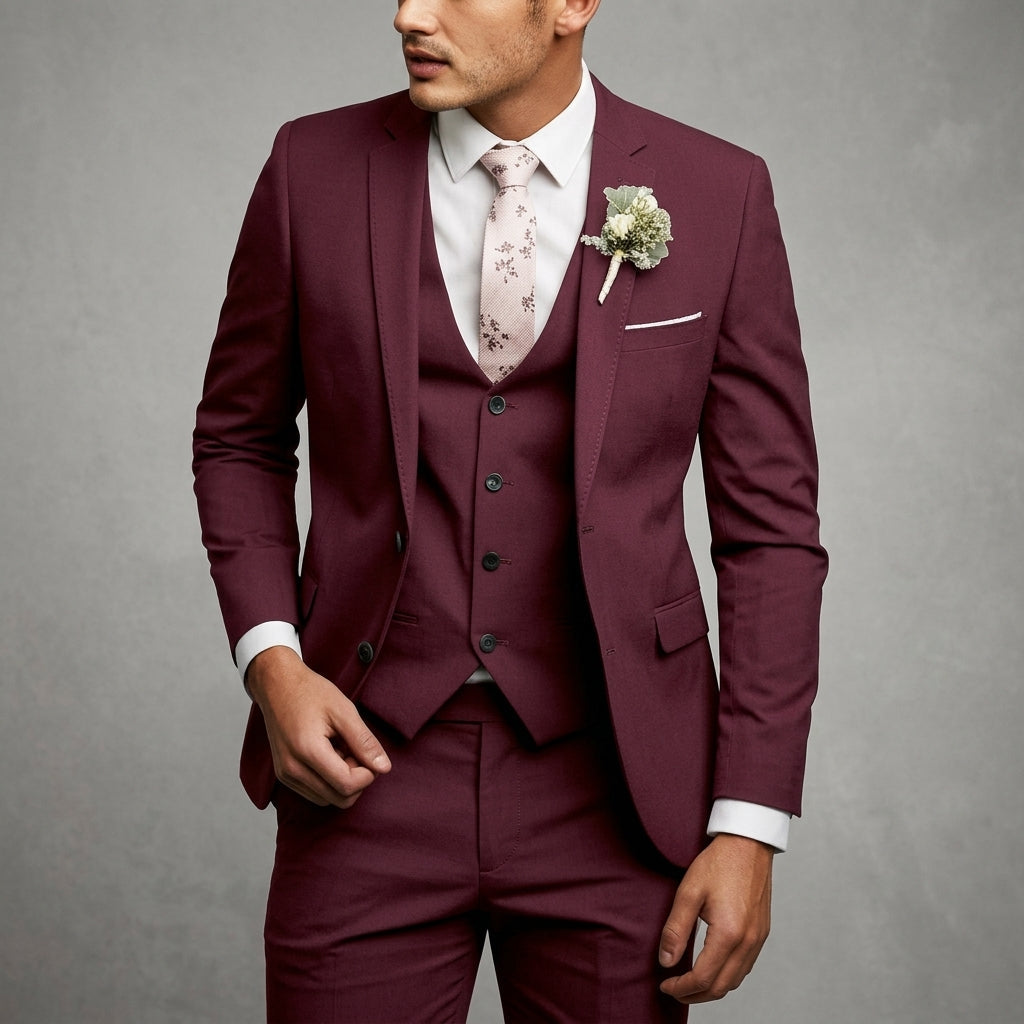 Men's Three-Piece Suit – Tailored Jacket, Vest and Trousers Set for Formal Occasions