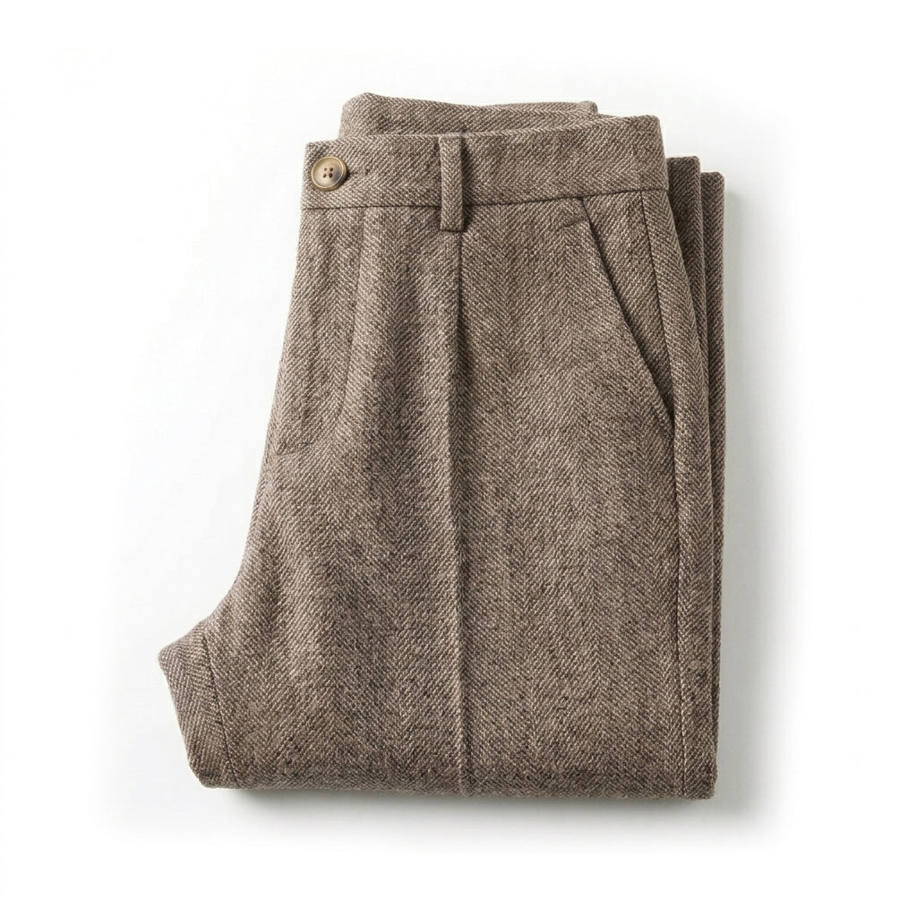 Men's Herringbone Trousers – Tailored Fit Pattern Pants for Work and Weekend