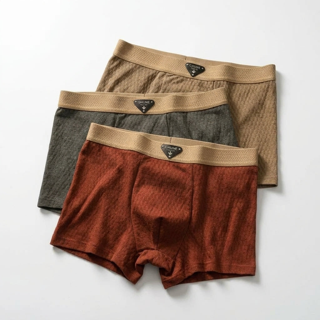 Men's Organic Cotton Boxer Briefs 3-Pack – Breathable Waffle Knit Underwear