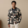 Men's Abstract Pattern Knit Cardigan – Button-Front Relaxed Sweater