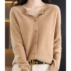 Women's Soft Knit Crew Neck Cardigan – Elegant Button Winter Sweater