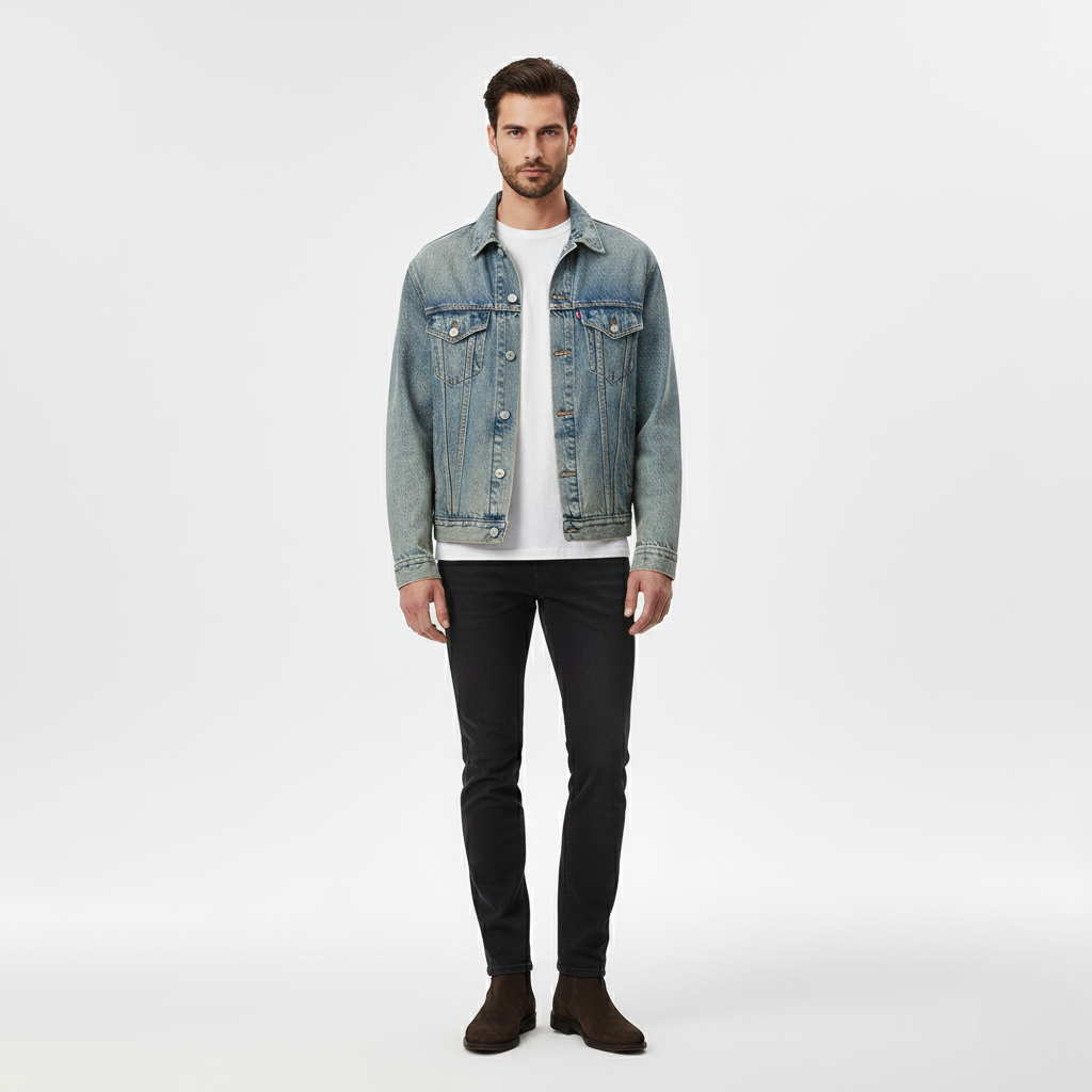 Men's Classic Denim Trucker Jacket – Button-Up Jean Jacket
