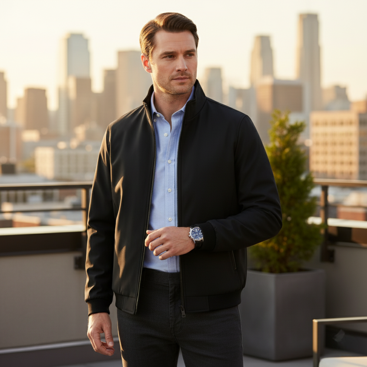 Men's Fleece Lined Zip Jacket – Sleek Warm Winter Layer