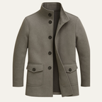 Men's Smart Tailored Overcoat – Structured Collar Winter Coat