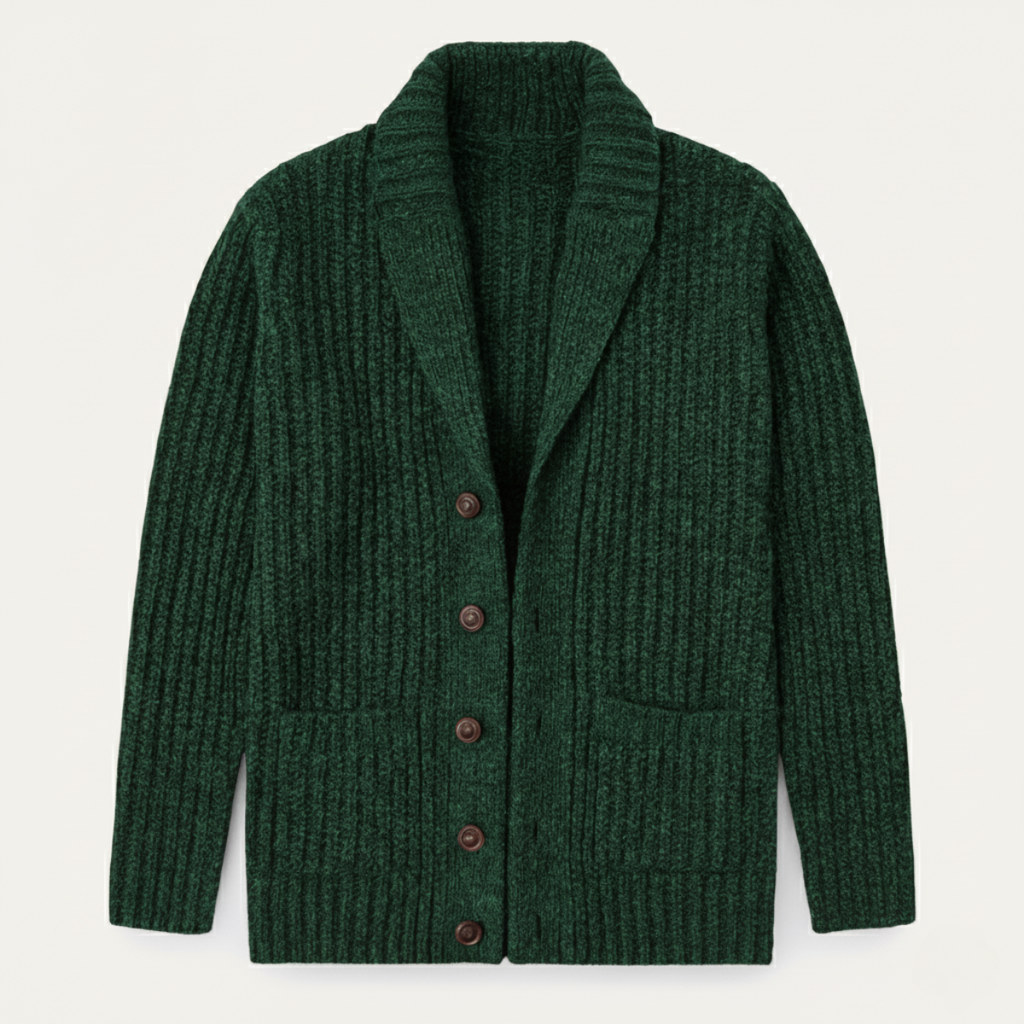 Men's Chunky Shawl Collar Cardigan – Heavy Cable Knit Button Sweater