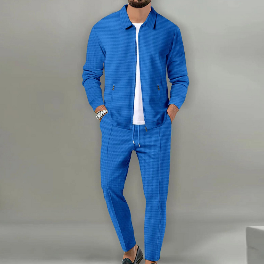 Men's Beige Knit Cardigan and [Shorts/Pants] Set – 2-Piece Matching Casual Outfit
