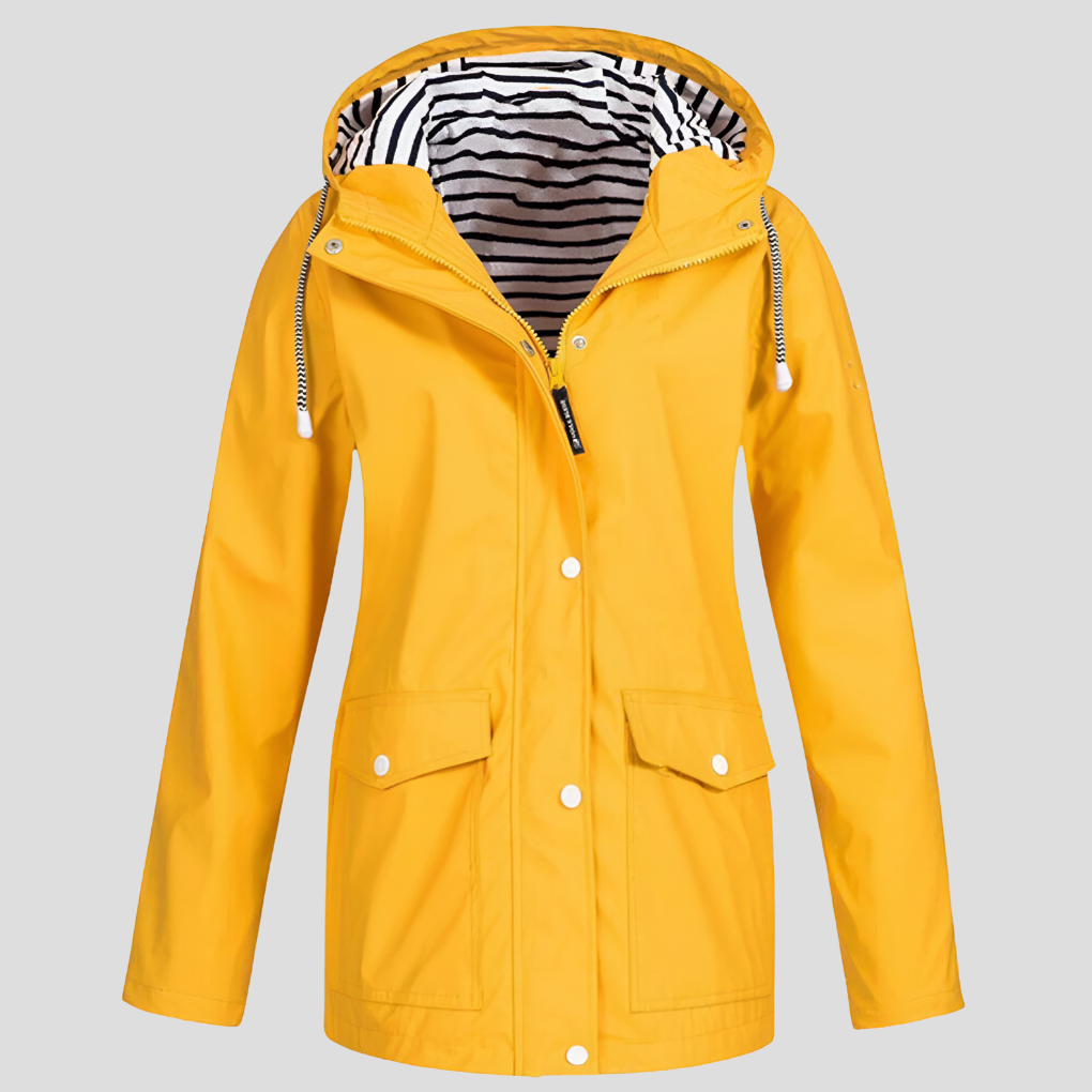 Women's Insulated Hooded Rain Jacket – Windproof Water-Resistant Coat