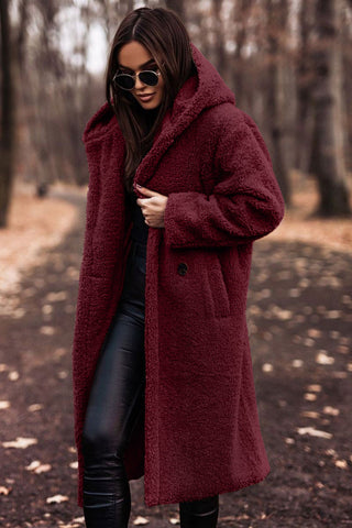 Women's Faux Fur Hooded Coat – Plush Longline Winter Jacket