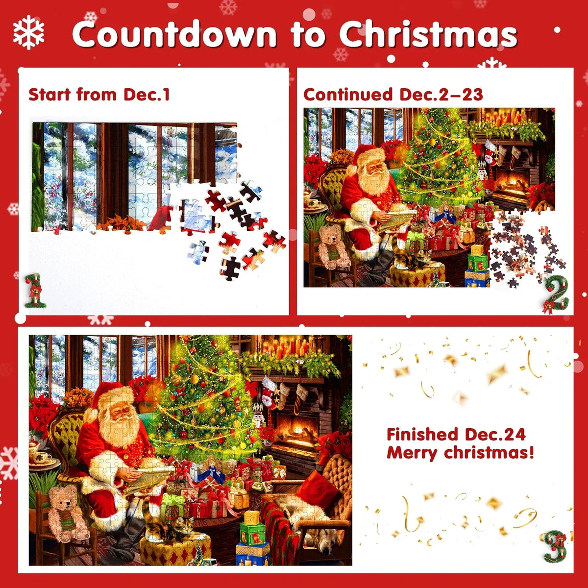 Nora | Jigsaw Puzzle Christmas Advent Calendar with 24 Daily Puzzle Boxes