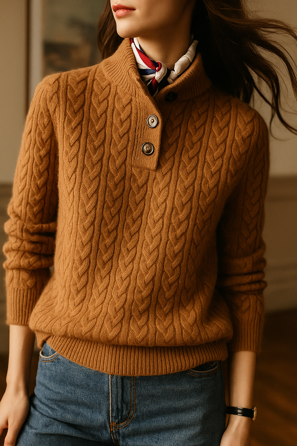 Owen | Men Cable Knit Button Collar Sweater