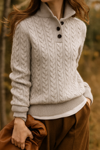 Owen | Men Cable Knit Button Collar Sweater