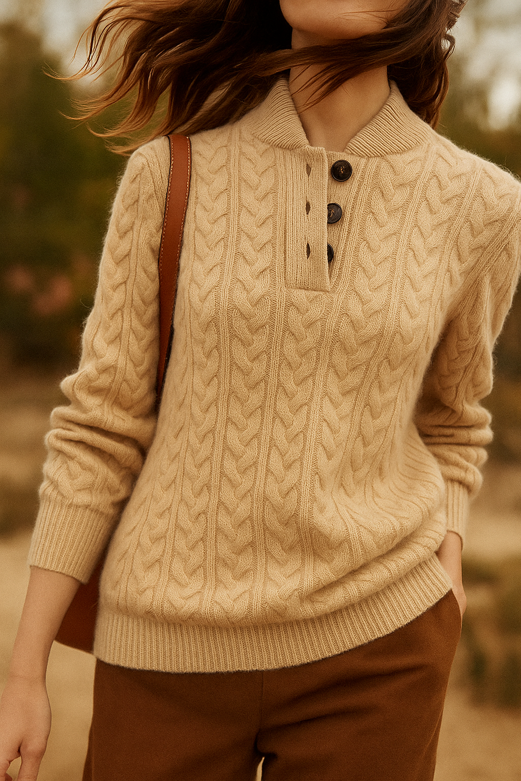 Owen | Men Cable Knit Button Collar Sweater