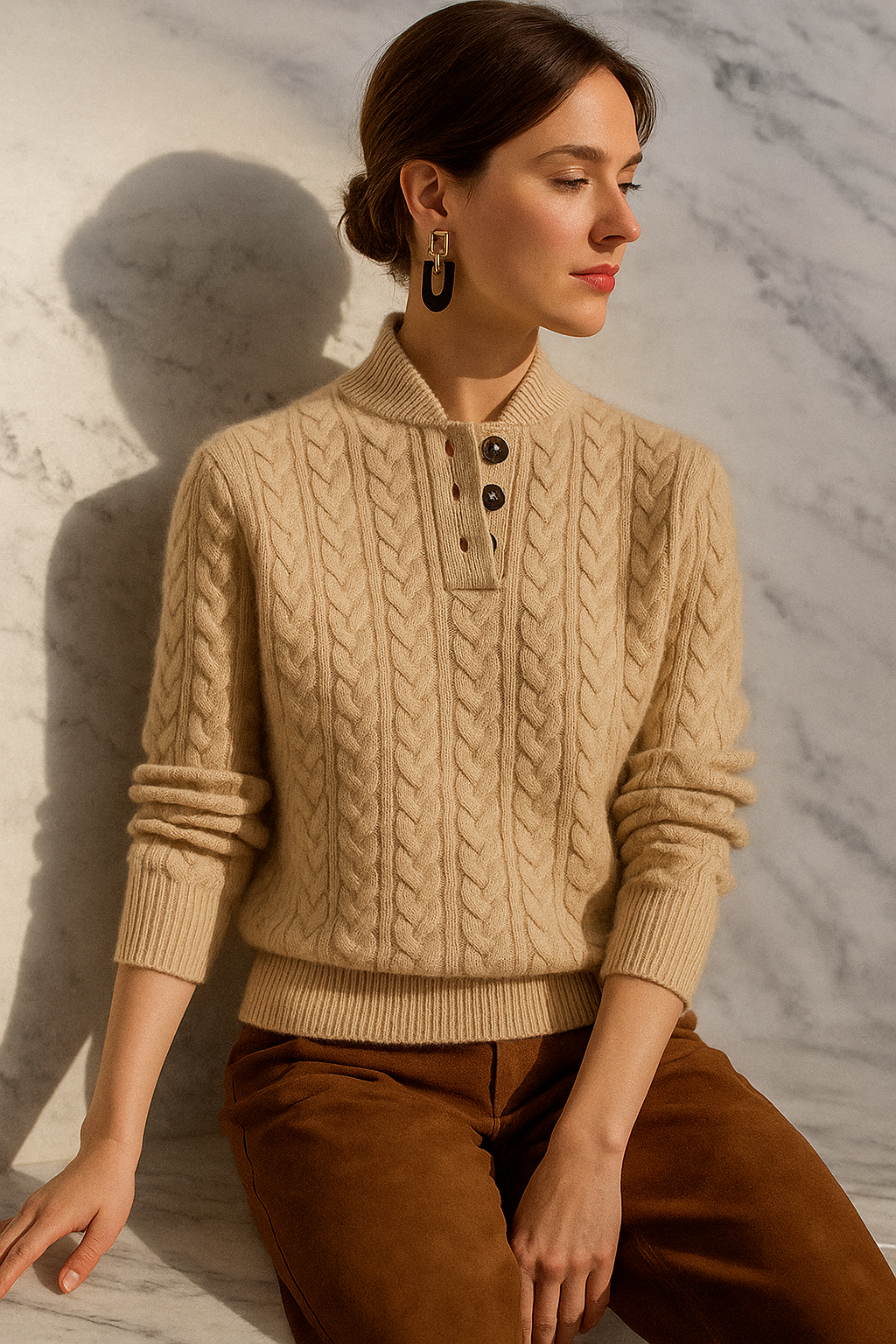 Owen | Men Cable Knit Button Collar Sweater