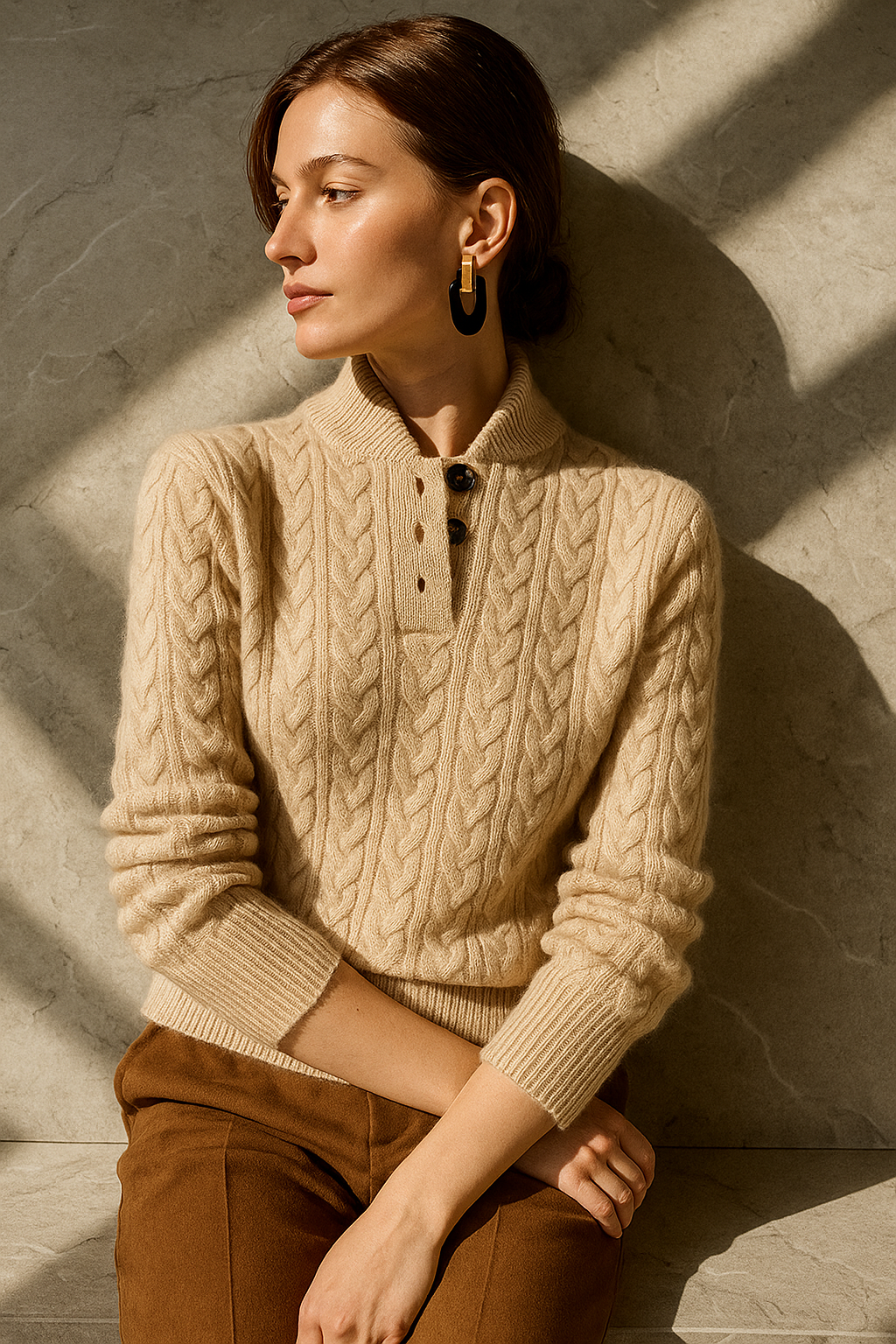 Owen | Men Cable Knit Button Collar Sweater