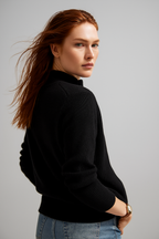 Merino Wool Zip Cardigan with Standing Collar, Double-Zip Closure and Ribbed Knit Texture