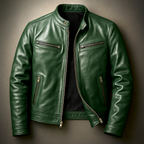 Men's Vintage-Look Biker Jacket – Washed Finish Zip Moto Jacket