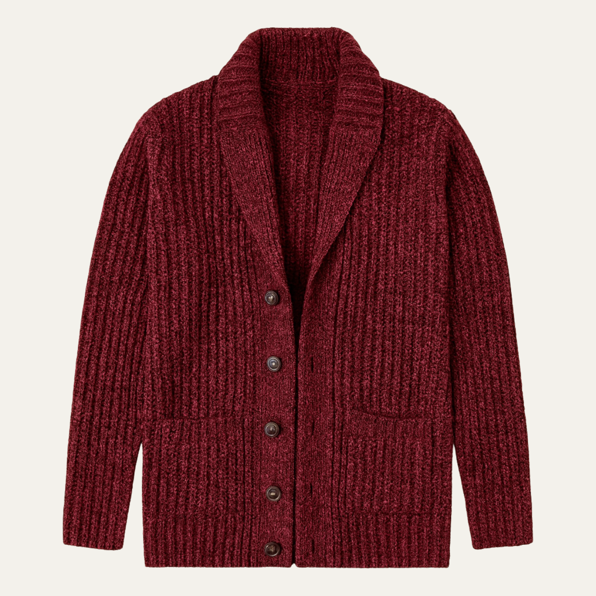 Men's Chunky Shawl Collar Cardigan – Heavy Cable Knit Button Sweater