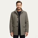 Men's Smart Tailored Overcoat – Structured Collar Winter Coat