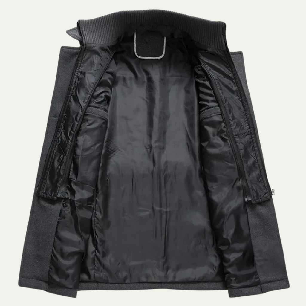 Men's Tailored Wool Blend Overcoat – Lapel Collar Trench-Style Coat