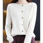 Women's Soft Knit Crew Neck Cardigan – Elegant Button Winter Sweater