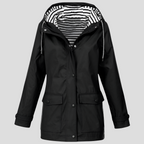 Women's Insulated Hooded Rain Jacket – Windproof Water-Resistant Coat