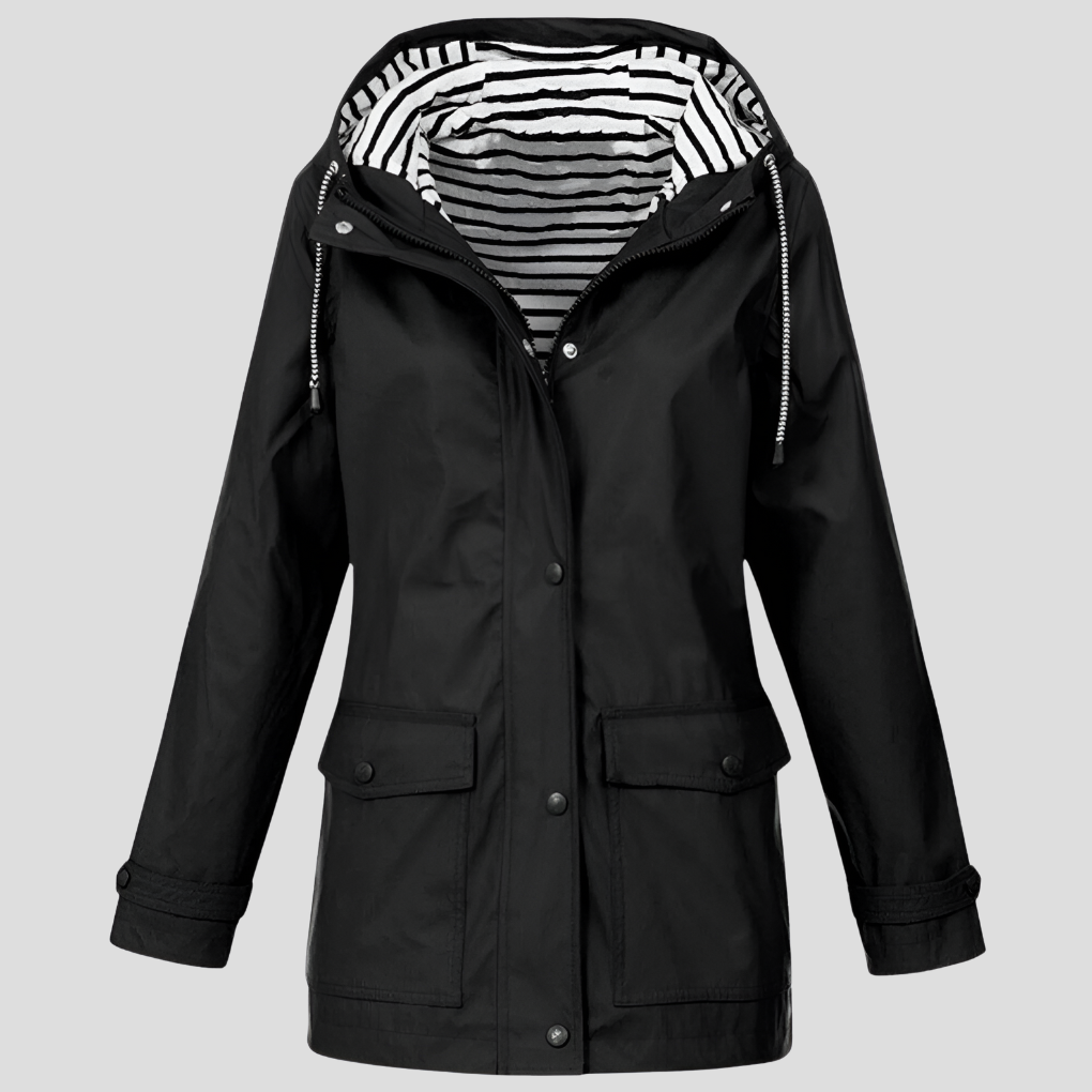 Women's Insulated Hooded Rain Jacket – Windproof Water-Resistant Coat