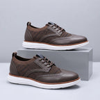 Men's Brogue Hybrid Sneakers – Wingtip Knit Lace-Up Casual Shoes