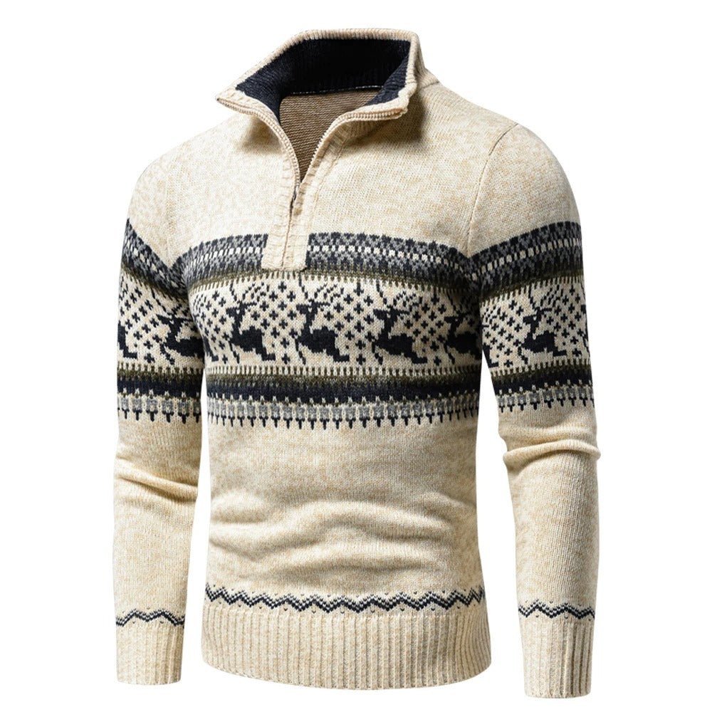 Theo | Men Fair Isle Quarter Zip Christmas Sweater