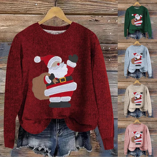 Daisy | Women Santa Graphic Christmas Knit Sweater