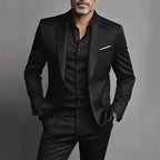 Men's Slim Fit Business Casual Suit – Two-Piece Cotton Blend Set