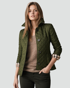 Women's Diamond Quilted Jacket – Lightweight Button-Front Mid-Season Coat