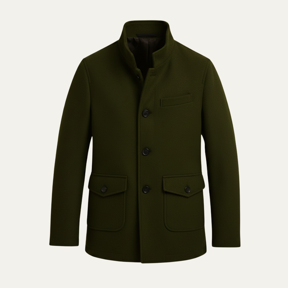 Men's Smart Tailored Overcoat – Structured Collar Winter Coat