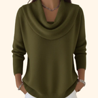 Women's Cowl Neck Knit Sweater – Relaxed Fit Soft Pullover