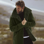 Men's Winter Overcoat with Shearling-Style Collar – Warm Lined Tailored Coat