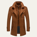 Men's Tailored Wool Blend Overcoat – Lapel Collar Trench-Style Coat