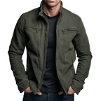 Men's Vintage Cotton Zip Jacket – Rugged Stand Collar Utility Casual Coat