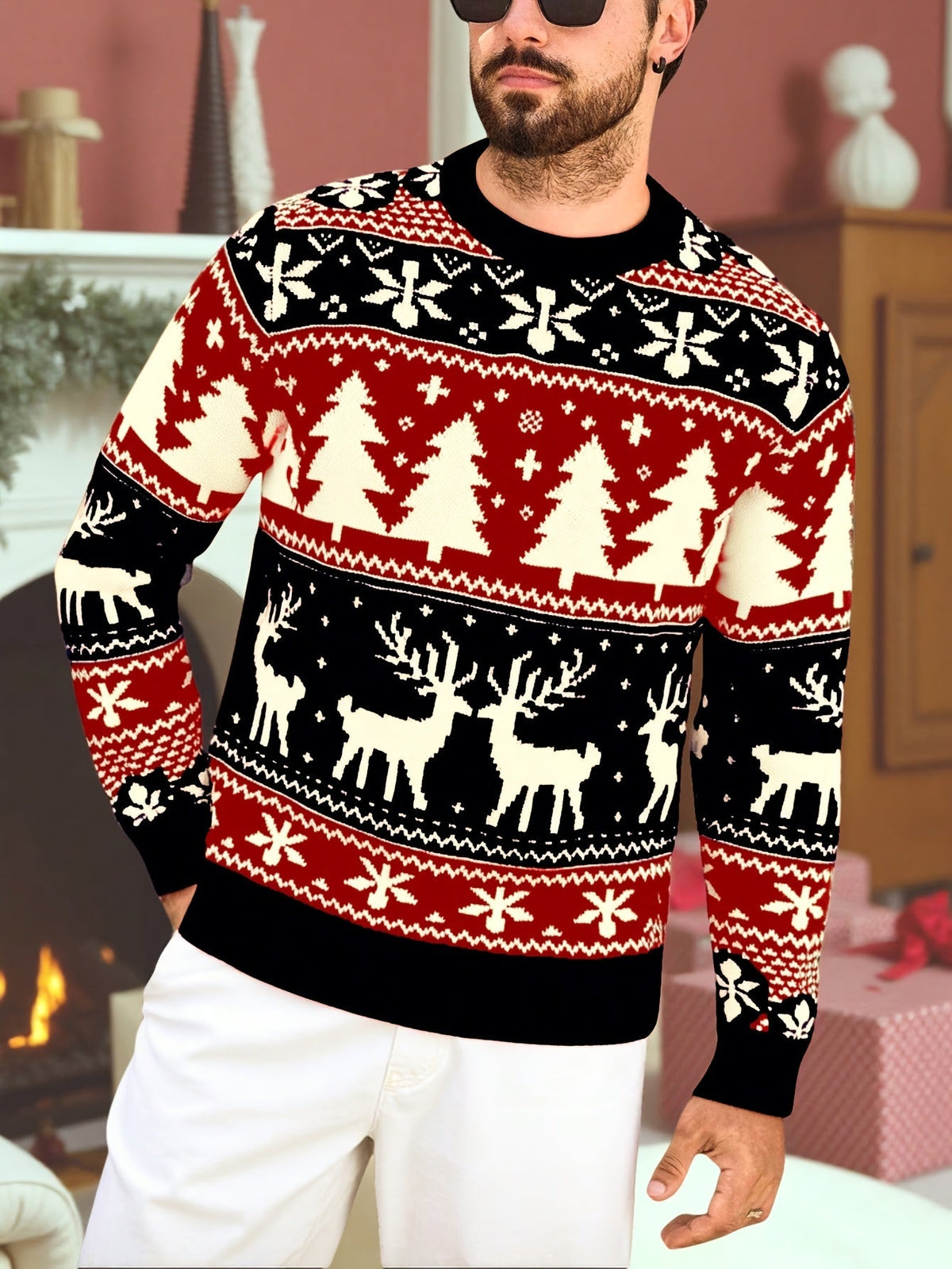 Dylan | Unisex Fair Isle Reindeer Christmas Knit Sweater