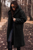 Women's Faux Fur Hooded Coat – Plush Longline Winter Jacket
