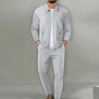 Men's Beige Knit Cardigan and [Shorts/Pants] Set – 2-Piece Matching Casual Outfit